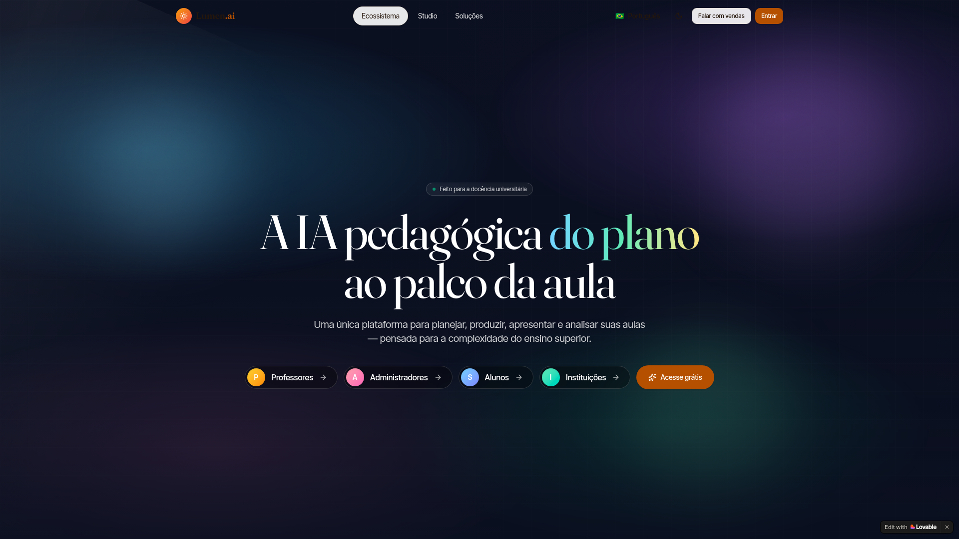 Lumen.ai — IA pedagógica para o ensino superior